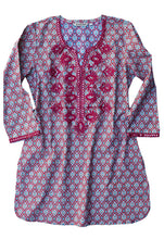 Load image into Gallery viewer, IVY Embroidered Mirror Work Printed Pure Cotton Tunic

