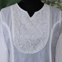 Load image into Gallery viewer, JIYA White Cotton Hand Embroidered Kurta/ Tunic Dress
