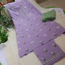 Load image into Gallery viewer, LIPIKA Pure Cotton Hand Embroidered/Chikankari Unstitched Kurta Set; Made to Order/ Customizable
