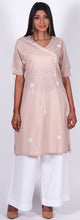 Load image into Gallery viewer, TINA 100% Cotton Hand Embroidered Chikankari Kurta with Key hole sleeves
