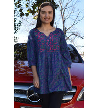 Load image into Gallery viewer, Megha Pure Cotton Printed and Hand Embroidered Tunic
