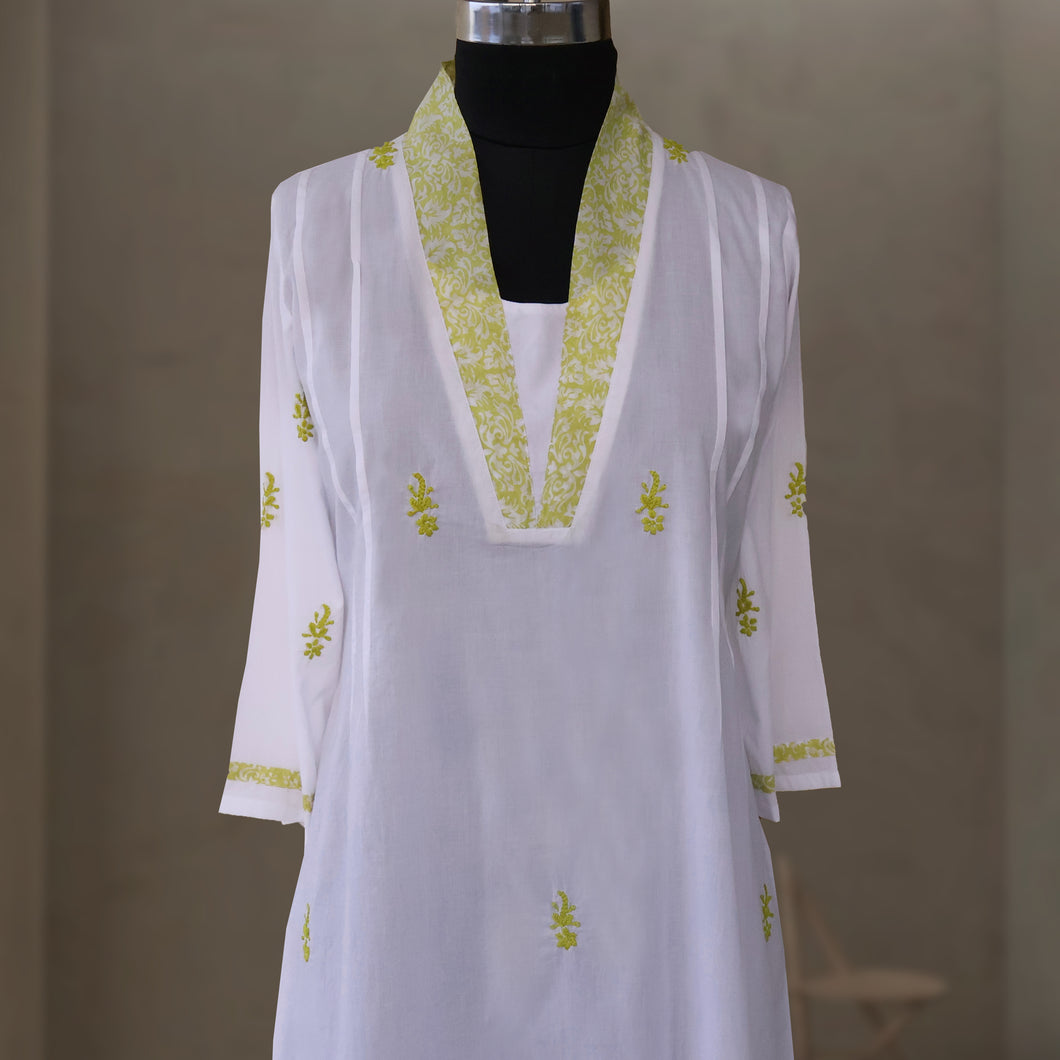 PALLAVI Cotton Mulmul Hand Embroidered Kurta