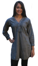 Load image into Gallery viewer, Uma Hand Embroidered Pure Cotton Shirt Tunic (Plus Sizes)
