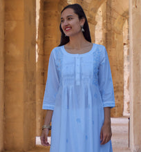Load image into Gallery viewer, SARA Pure Cotton Hand Embroidered Long Tunic Dress Kurta: Made to Order/Customizable
