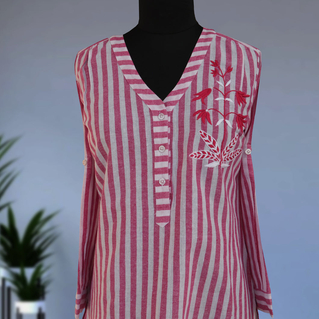 Uma hand-embroidered cotton Shirt tunic