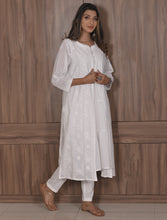 Load image into Gallery viewer, URVI 100% Cotton Hand Embroidered Chinkankari Long Kurta , Three Pcs. Suit Set
