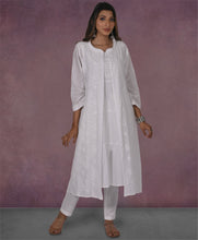 Load image into Gallery viewer, URVI 100% Cotton Hand Embroidered Chinkankari Long Kurta , Three Pcs. Suit Set
