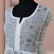 Load image into Gallery viewer, Vaishali Mul Chanderi Hand Embroidered/Chikankari Semi-stitched Dress Set; Made to Order/ Customizable
