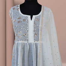 Load image into Gallery viewer, Vaishali Mul Chanderi Hand Embroidered/Chikankari Semi-stitched Dress Set; Made to Order/ Customizable
