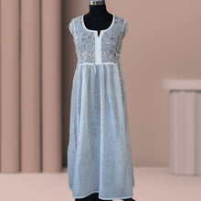 Load image into Gallery viewer, Vaishali Mul Chanderi Hand Embroidered/Chikankari Semi-stitched Dress Set; Made to Order/ Customizable
