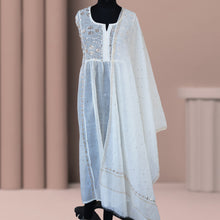 Load image into Gallery viewer, Vaishali Mul Chanderi Hand Embroidered/Chikankari Semi-stitched Dress Set; Made to Order/ Customizable
