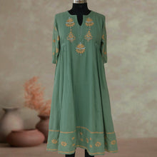 Load image into Gallery viewer, BAANI Pure Cotton, Hand Embroidery/ Chikankari Women Long Flared Dress
