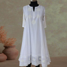 Load image into Gallery viewer, BAANI Pure Cotton, Hand Embroidery/ Chikankari Women Long Flared Dress

