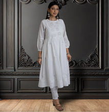 Load image into Gallery viewer, BHAVYA Cotton Mulmul Hand Embroidery Kurta Dress
