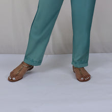 Load image into Gallery viewer, BHAVYA Green Block Printed Cotton Hand Embroidery Kurta Dress
