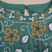 Load image into Gallery viewer, BHAVYA Green Block Printed Cotton Hand Embroidery Kurta Dress

