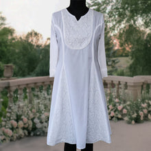 Load image into Gallery viewer, JIYA White Cotton Hand Embroidered Kurta/ Tunic Dress
