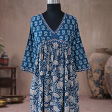 Load image into Gallery viewer, SRISHTI Pure Cotton Block Print, Red Long Tunic/Kurta Dress  Regular and Plus Sizes
