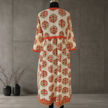 Load image into Gallery viewer, SRISHTI Pure Cotton Block Print, Red Long Tunic/Kurta Dress  Regular and Plus Sizes
