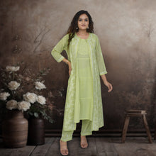Load image into Gallery viewer, URVI, Pure Cotton Hand Embroidered Chinkankari Long Kurta , Three Pcs. Suit Set
