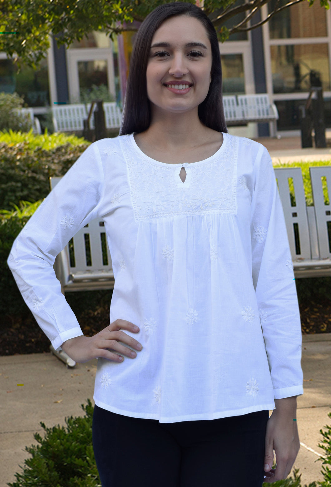 LISA Pure Cotton Han Embroidered Boho Top, Blouse