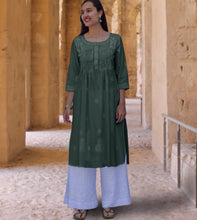 Load image into Gallery viewer, SARA Pure Cotton Hand Embroidered Long Tunic Dress Kurta: Made to Order/Customizable
