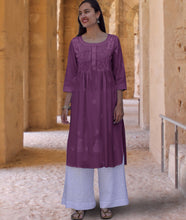 Load image into Gallery viewer, SARA Pure Cotton Hand Embroidered Long Tunic Dress Kurta: Made to Order/Customizable
